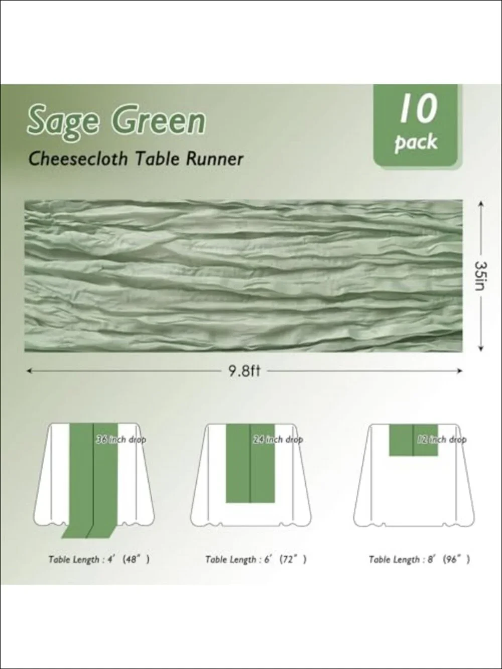 6 Pack Cheesecloth Table Runner 120 Inch Gauze Boho Wedding Decor
